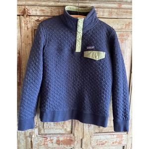 Patagonia Women's Small Organic Cotton Snap T Pullover Long Sleeve Blue Green